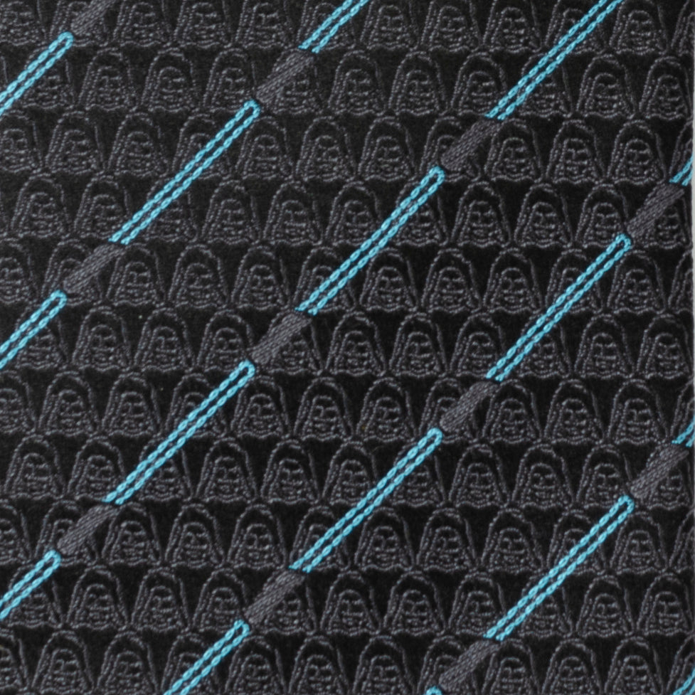 A black men's Star Wars tie by Cufflinks.com featuring a repeating Obi-Wan Kenobi lightsaber pattern—ideal for fans who want a subtle touch of the Force.