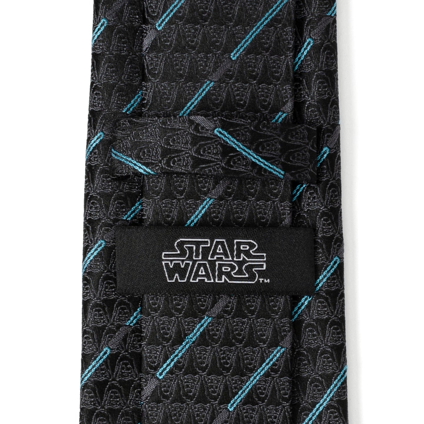 A black men's Star Wars tie by Cufflinks.com featuring a repeating Obi-Wan Kenobi lightsaber pattern—ideal for fans who want a subtle touch of the Force.