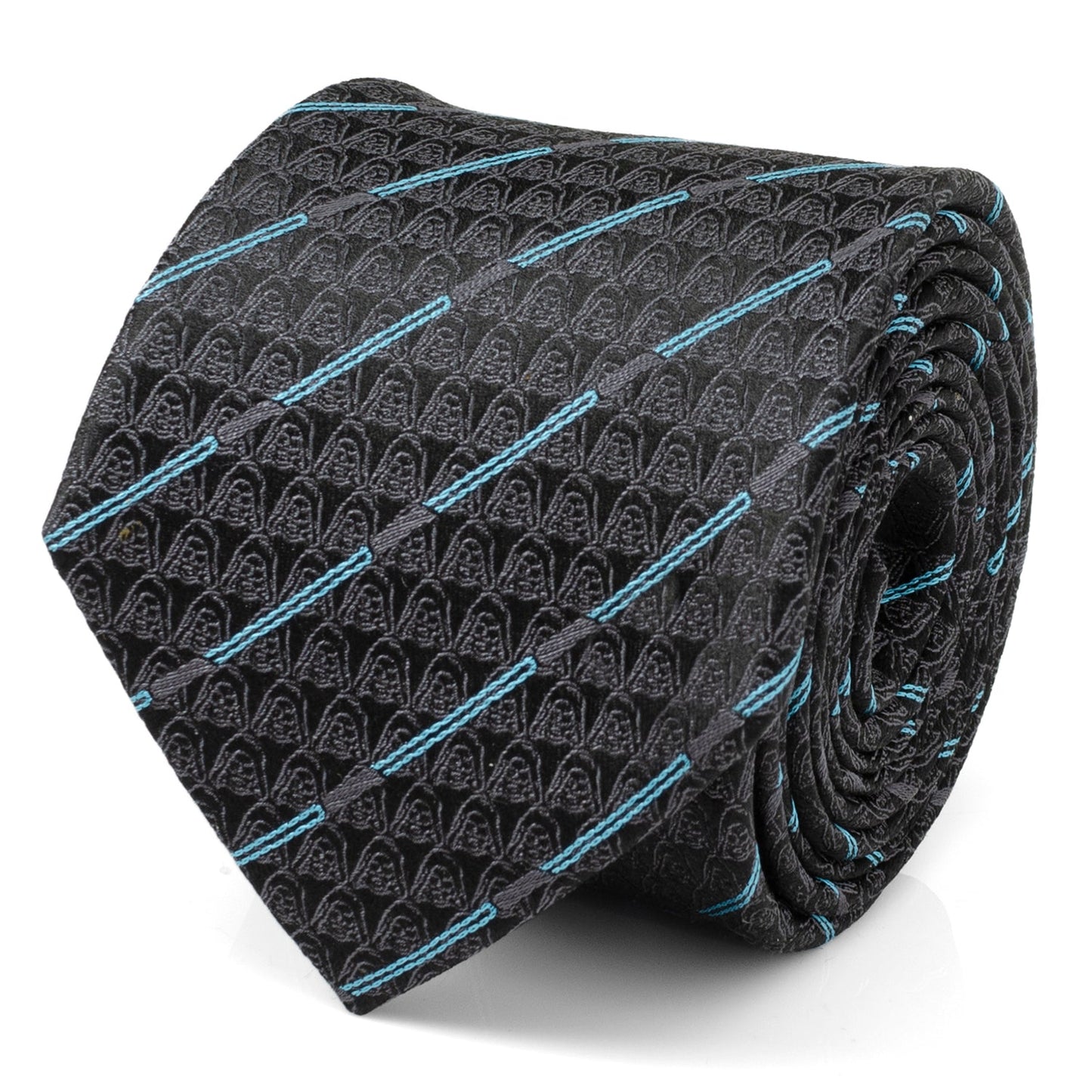 A black men's Star Wars tie by Cufflinks.com featuring a repeating Obi-Wan Kenobi lightsaber pattern—ideal for fans who want a subtle touch of the Force.
