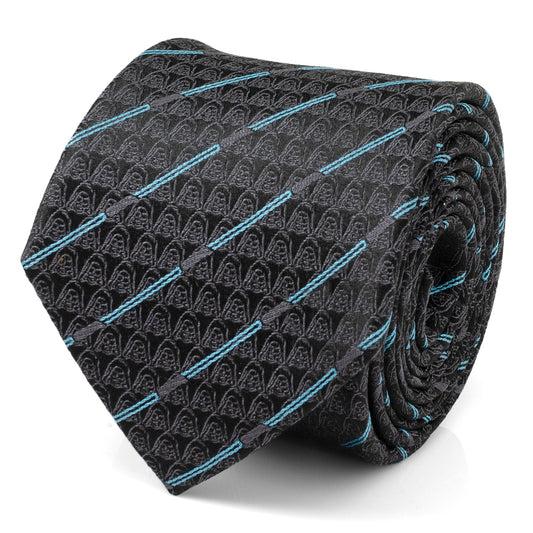 A black men's Star Wars tie by Cufflinks.com featuring a repeating Obi-Wan Kenobi lightsaber pattern—ideal for fans who want a subtle touch of the Force.