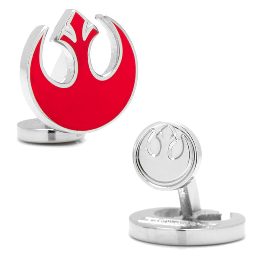 Star Wars Rebel Alliance Starbird Crest Red Cufflinks by Cufflinks.com feature the Phoenix emblem: one in vibrant red enamel, the other engraved, representing the Alliance to Restore the Republic.
