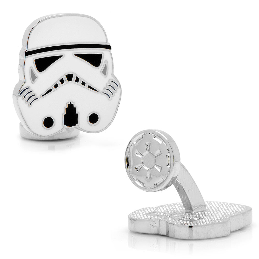Star Wars Stormtrooper Cufflinks by Cufflinks.com—featuring helmet and Galactic Empire emblem designs—are ideal accessories for Star Wars fans.