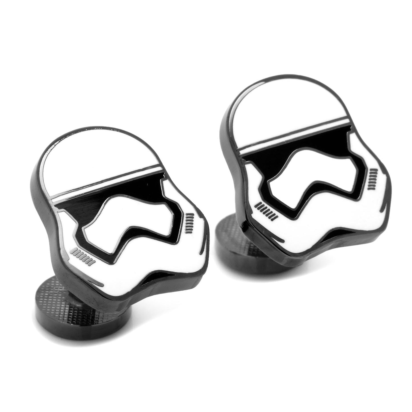 The Star Wars Stormtrooper Cufflinks by Cufflinks.com feature one Stormtrooper helmet and one "Star Wars" logo—an ideal gift for any fan.
