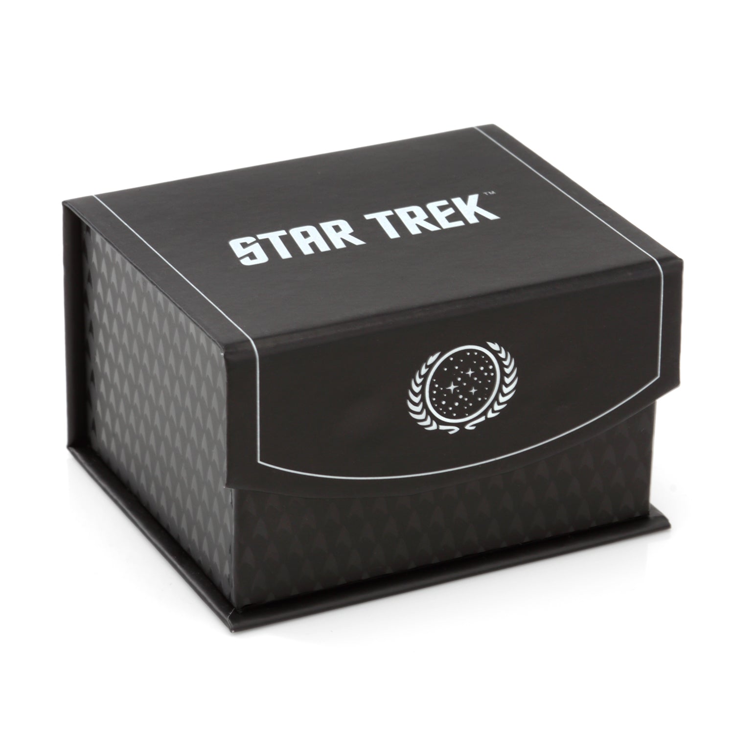 Star Trek Officially Licensed Cufflinks by Cufflinks.com feature a silver Starfleet communicator badge with a black star and outline—perfect for fans seeking stylish Star Trek accessories.
