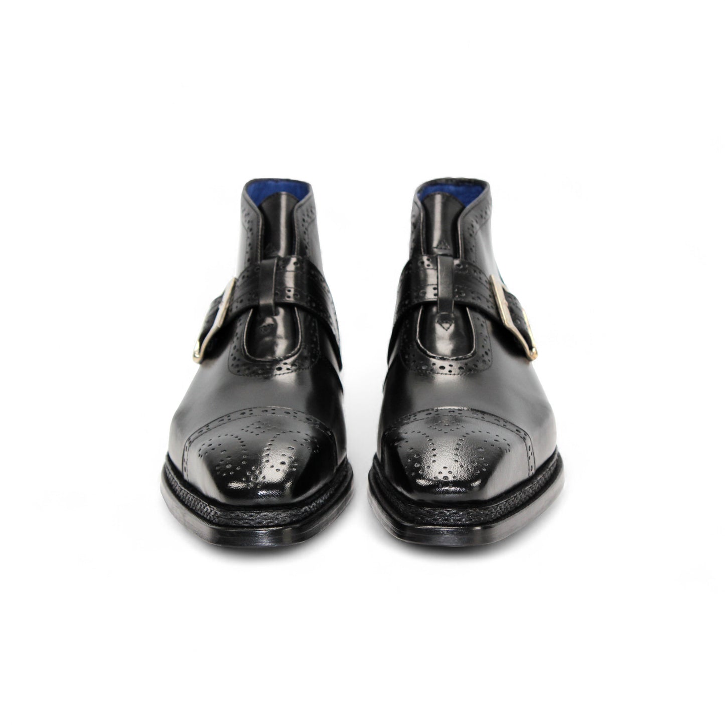 The Emilio Franco Aldo Black is a genuine leather dress shoe with a single side buckle and low heel, shown in black from the side against a white background.