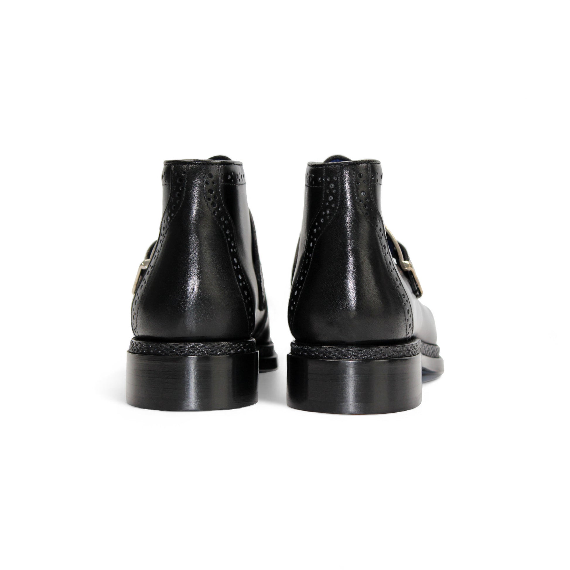 The Emilio Franco Aldo Black is a genuine leather dress shoe with a single side buckle and low heel, shown in black from the side against a white background.