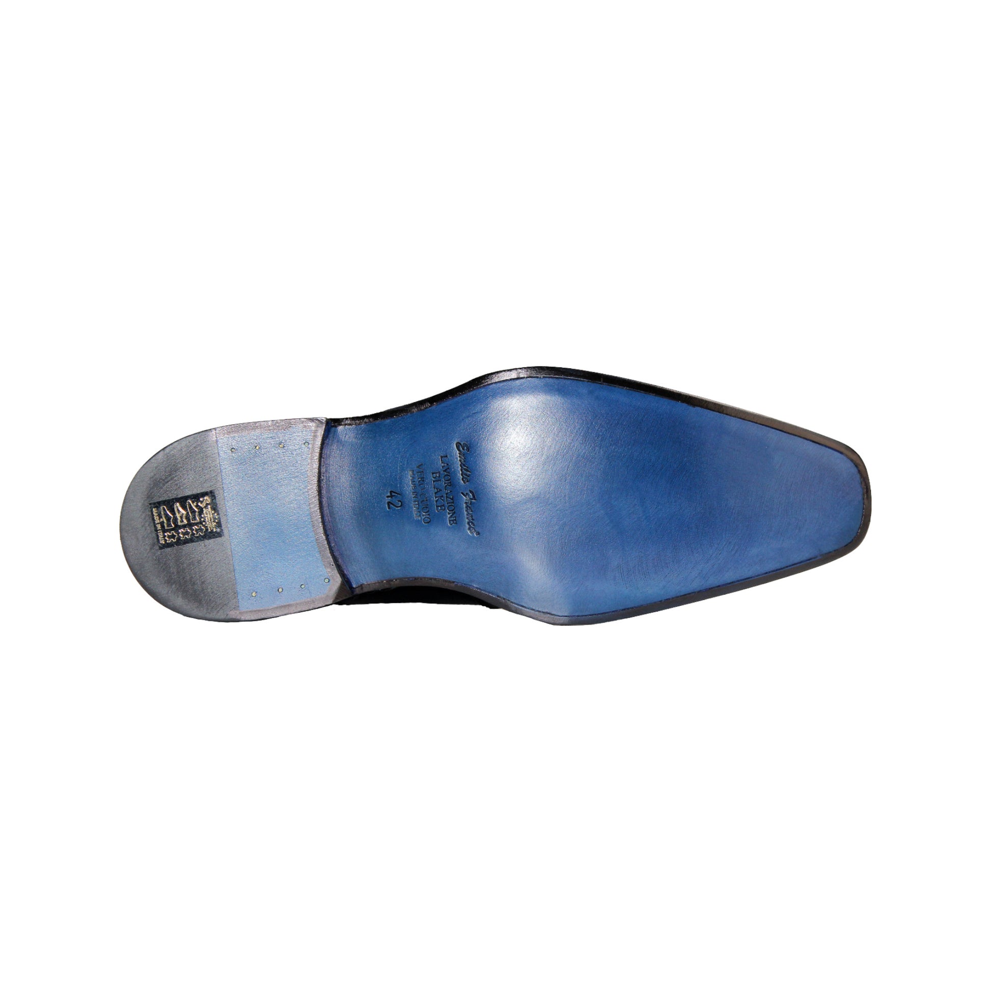 The Emilio Franco Aldo Black is a genuine leather dress shoe with a single side buckle and low heel, shown in black from the side against a white background.