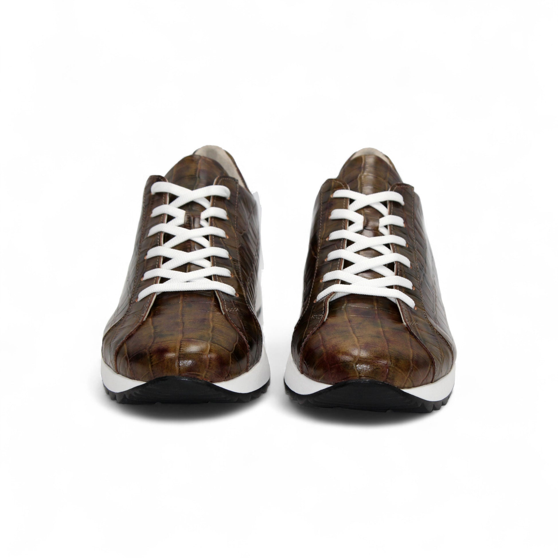 The Emilio Franco Alfio Green by Emilio Franco is a contemporary sneaker in green leather with white laces and a white rubber sole, displayed in profile on a white background.