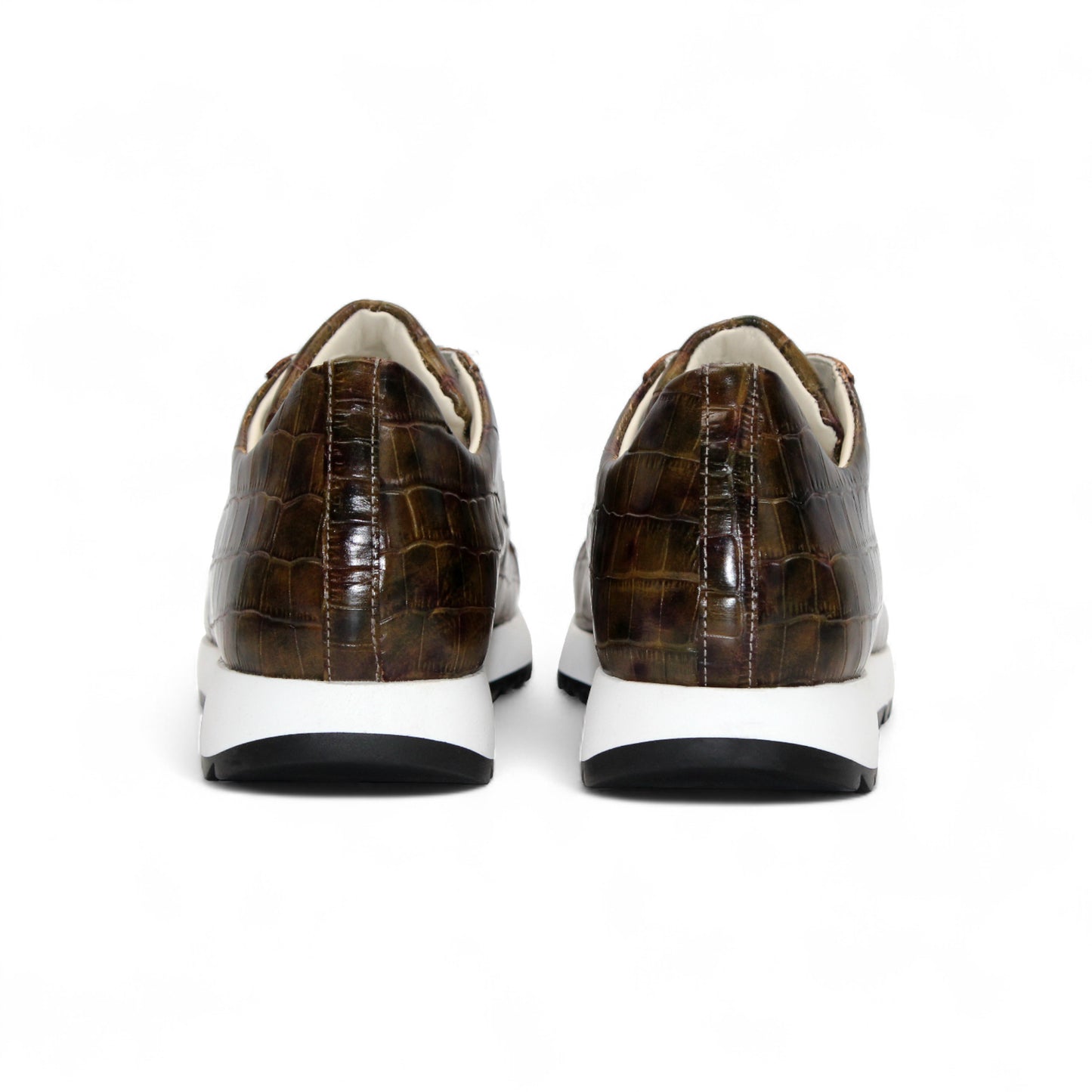 The Emilio Franco Alfio Green by Emilio Franco is a contemporary sneaker in green leather with white laces and a white rubber sole, displayed in profile on a white background.