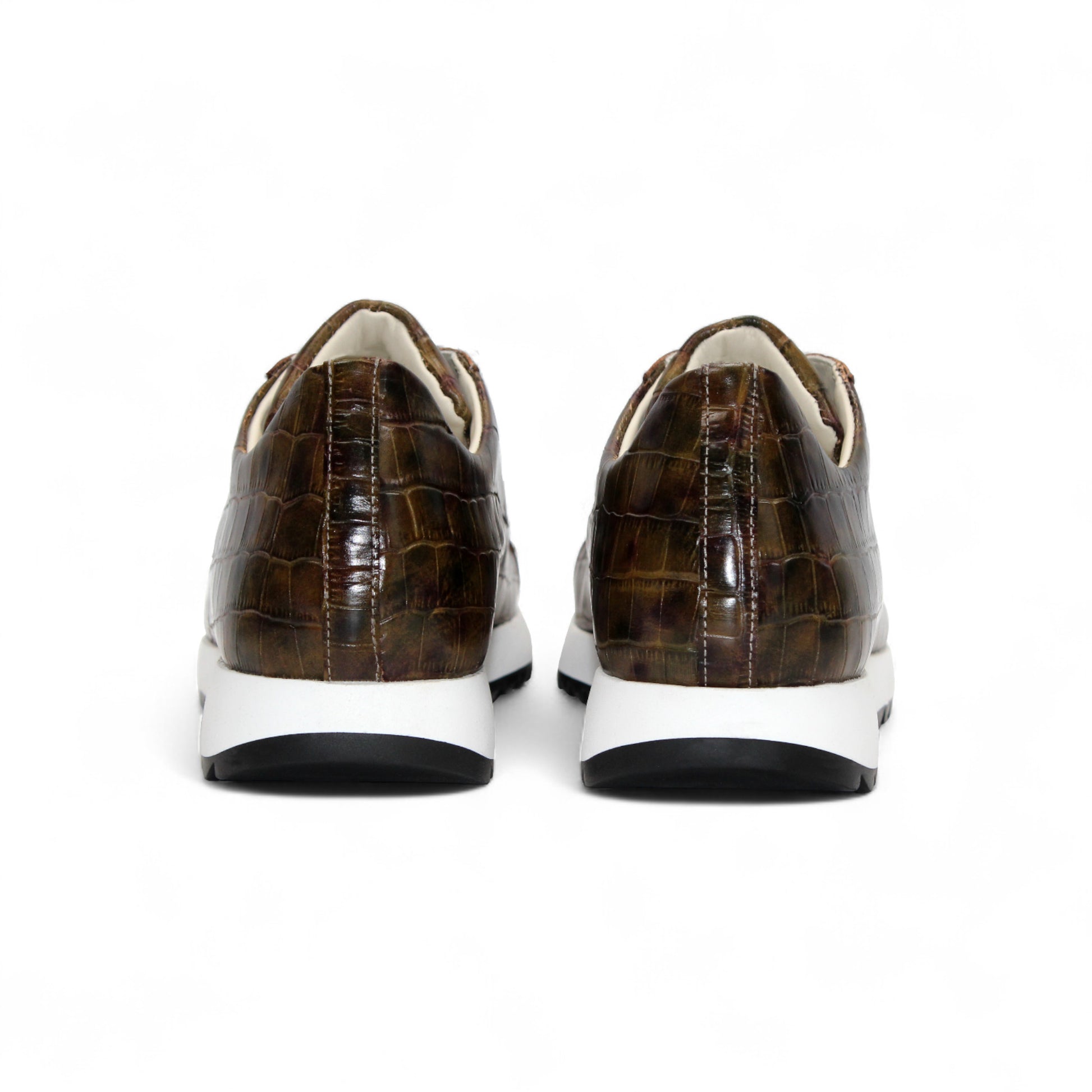 The Emilio Franco Alfio Green by Emilio Franco is a contemporary sneaker in green leather with white laces and a white rubber sole, displayed in profile on a white background.