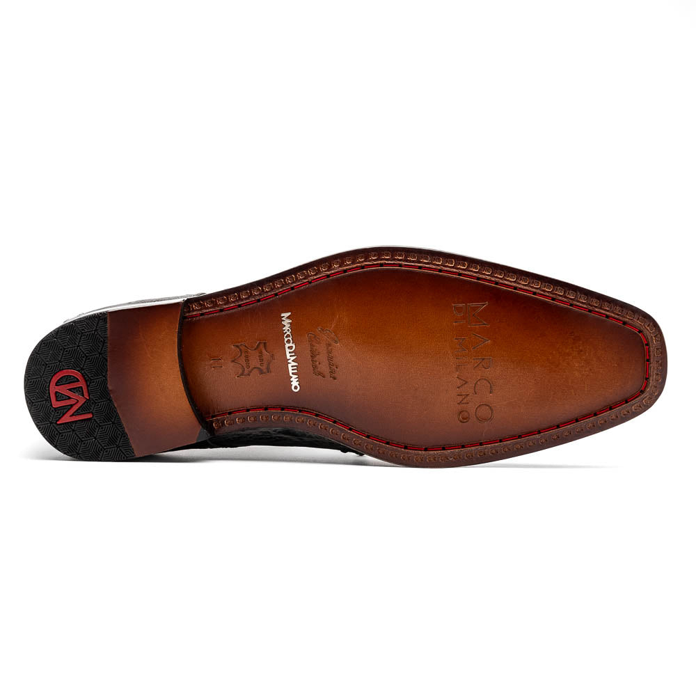 The Marco Di Milano Andretti White / Gray is a luxury men's shoe with a white and grey textured upper, black laces, and a brown leather sole accented by visible stitching.