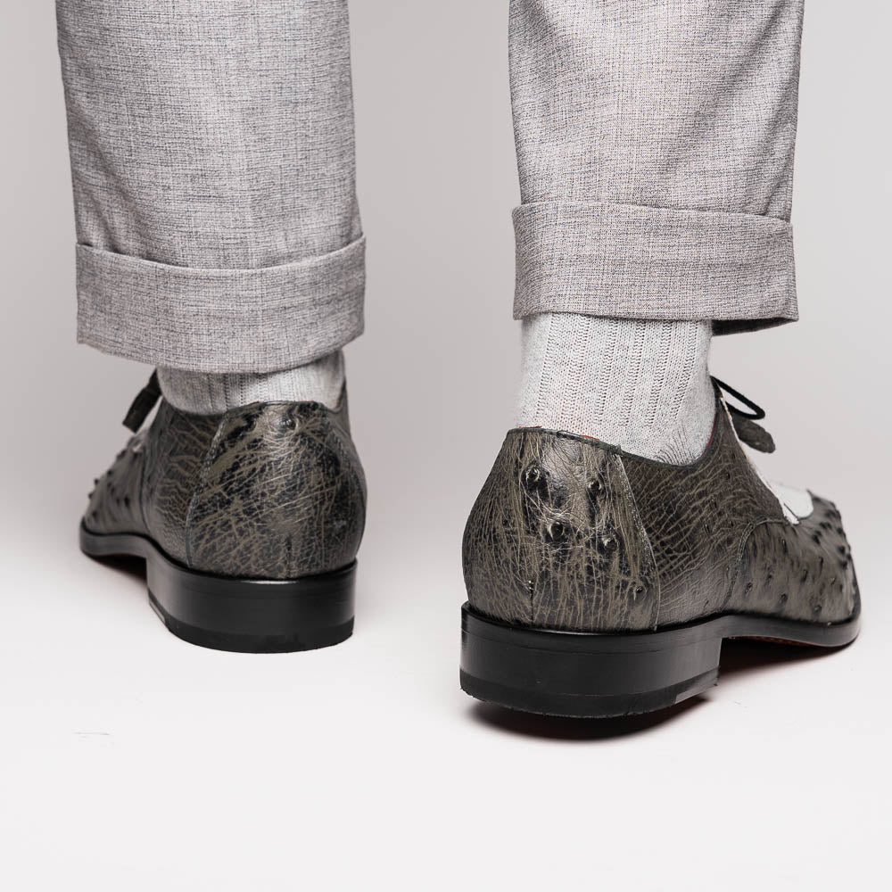 The Marco Di Milano Andretti White / Gray is a luxury men's shoe with a white and grey textured upper, black laces, and a brown leather sole accented by visible stitching.
