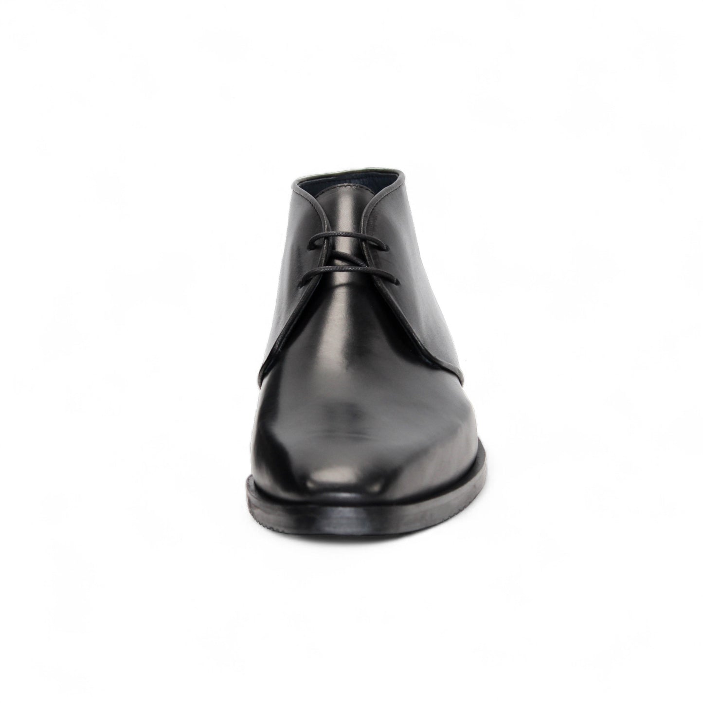 The Firmani Asher Black men's dress shoe by Firmani, made from genuine black leather with laces, is shown in a side view against a white background.