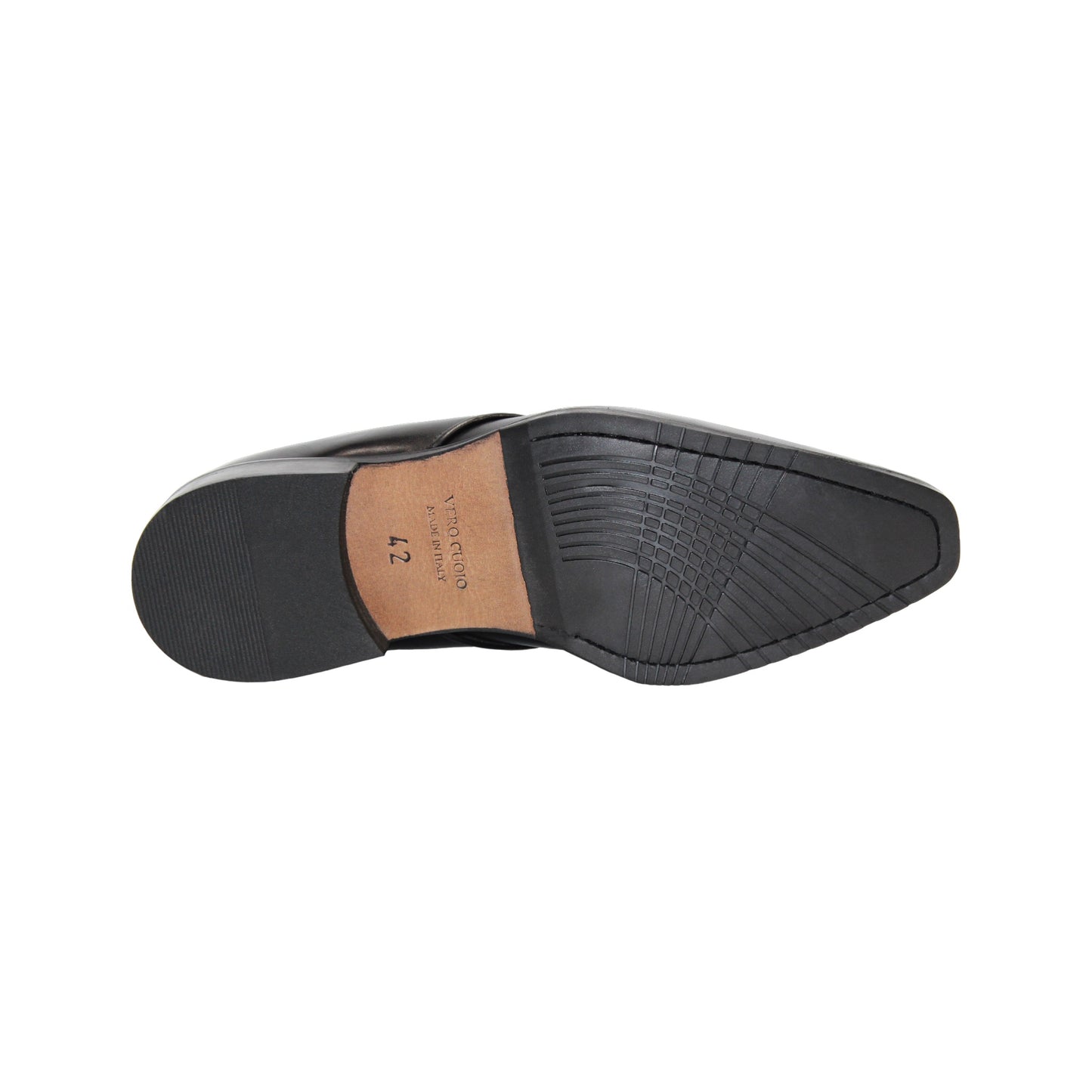 The Firmani Asher Black men's dress shoe by Firmani, made from genuine black leather with laces, is shown in a side view against a white background.