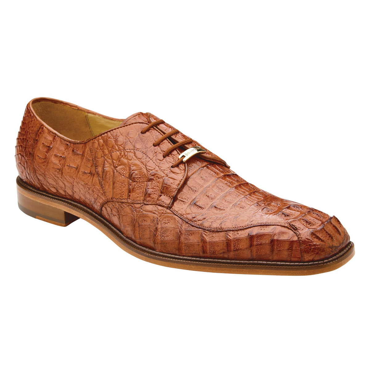 Belvedere - Chapo, Genuine Hornback Caiman Dress Shoe - Ant. Sport - 1465 in tan, featuring a lace-up design, leather sole, and cushion insole.