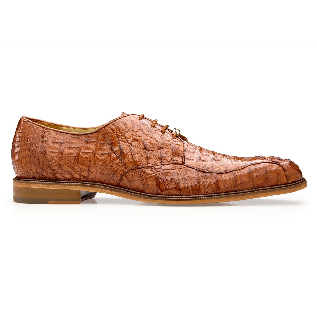 Belvedere - Chapo, Genuine Hornback Caiman Dress Shoe - Ant. Sport - 1465 in tan, featuring a lace-up design, leather sole, and cushion insole.