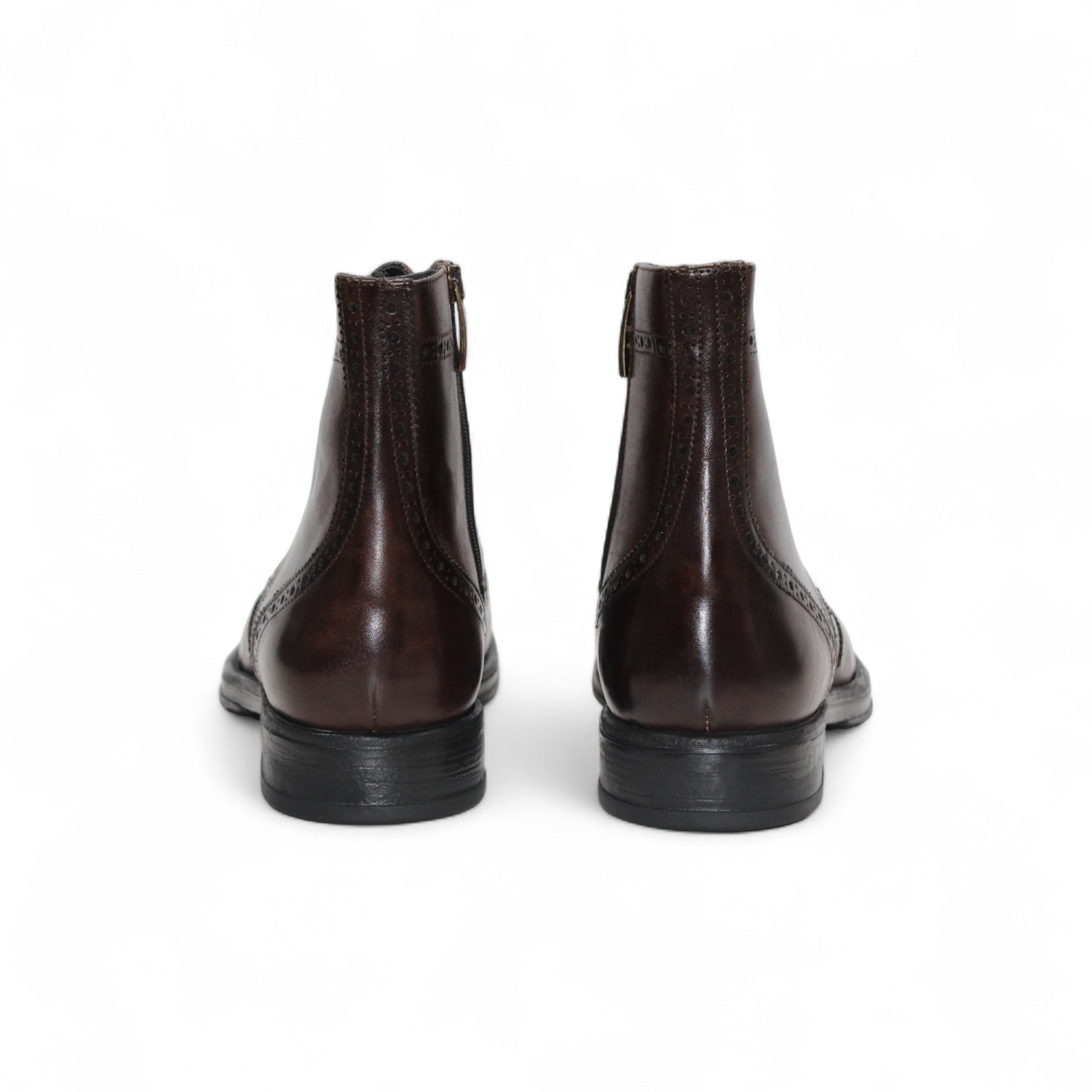 The Firmani Daniel Brown by Firmani is a brown genuine leather brogue boot with wingtip details and laces, displayed side view on a white background.