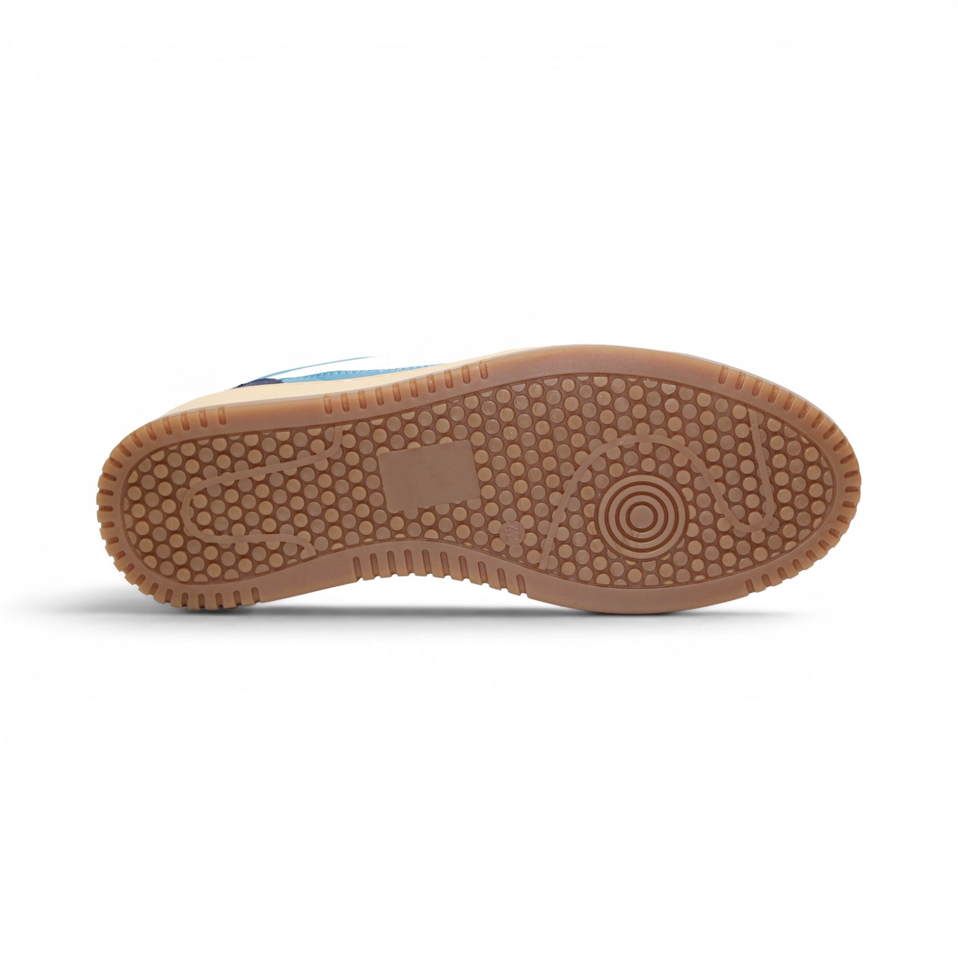 The Duca Di Matiste Duca DC80 Blue Combo is a luxury low-top casual shoe in blue, white, and beige with a gum sole, white laces, and a mix of calf leather and suede materials.