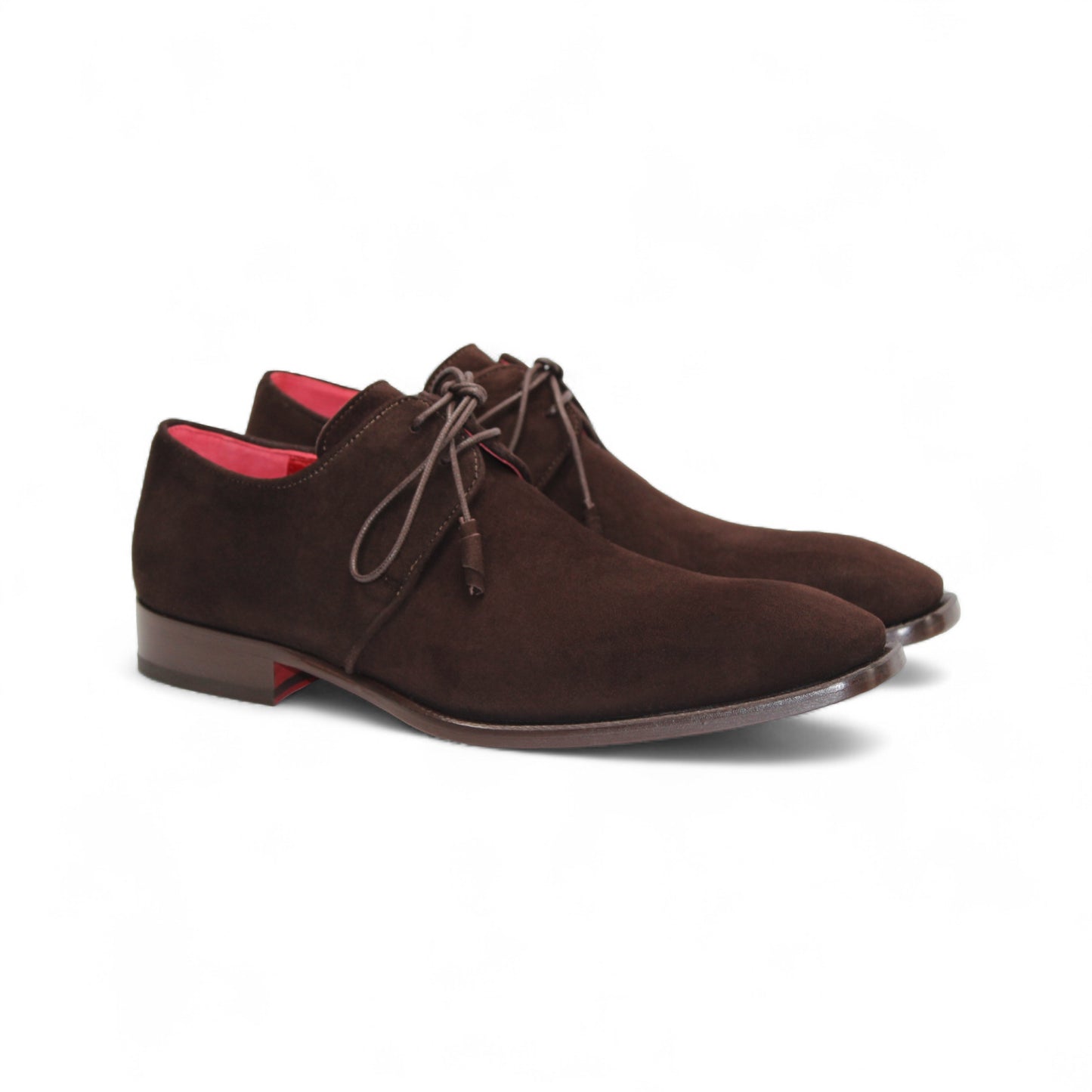 The Emilio Franco Gabriele Chocolate is a dark brown Italian suede shoe with a leather sole and low heel, shown from the side against a plain white background.