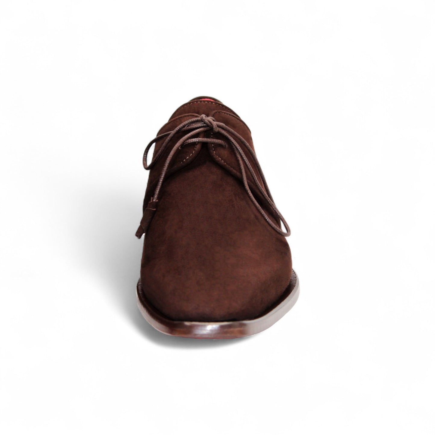 The Emilio Franco Gabriele Chocolate is a dark brown Italian suede shoe with a leather sole and low heel, shown from the side against a plain white background.