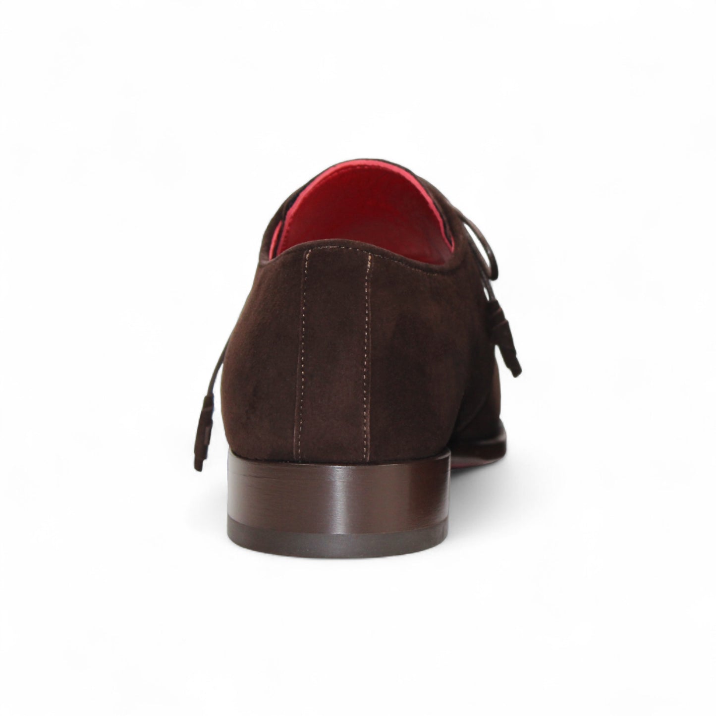 The Emilio Franco Gabriele Chocolate is a dark brown Italian suede shoe with a leather sole and low heel, shown from the side against a plain white background.