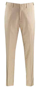 Modern Fit Flat Front Pre-Hemmed Dress Pants Tan OMLC-1 by Vinci Suits shown with belt loops, an adjustable waistband, and zipper fly against a white background.