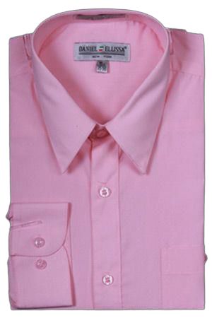 The DANIEL ELLISSA CVC SLIM FIT SHIRT DS3003 PINK from Daniel Ellissa is neatly folded, highlighting its visible label and buttons.