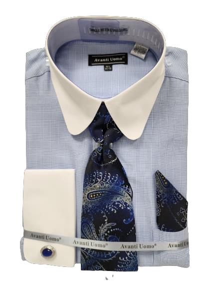 AVANTI UOMO MICRO STRIPE W/ WHITE COLLAR & CUFF DN129M BUTTER main image 1