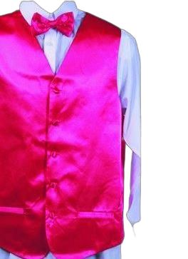 The Daniel Ellissa solid vest set, model VS801 in fuchsia, pairs perfectly with the white dress shirt, complete with its matching bow tie.