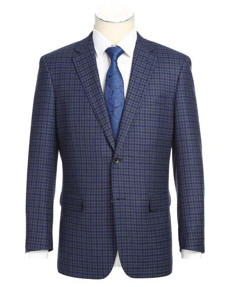 The ALESSANDRO VITELLO Classic Fit Sport Coat 565-9 by Alessandro Vitello is displayed on a mannequin, paired with a white shirt and blue patterned tie.