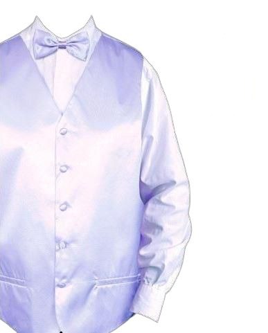 White satin vest and matching bow tie over a crisp white dress shirt by Daniel Ellissa.