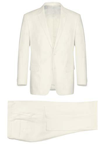 The Alessandro Vitello by Renoir 2-Piece New Slim Fit Suit in Tan is displayed on a mannequin, paired with a white shirt and blue tie, showcasing its sleek two-button closure.