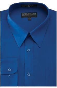 Daniel Ellissa's royal button-up dress shirt (DS3001) features a front pocket and a label inside the collar, complete with convertible cuffs.