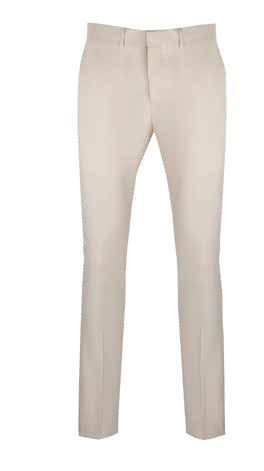 Vinci Suits' Stretch Wool Feel Pants (Beige) OUS-DX are designed to offer a sleek silhouette, showcased on a plain white background.