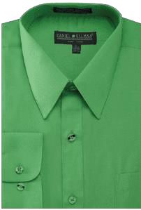 Introducing the Daniel Ellissa Basic Dress Shirt, featuring a classic green color with long sleeves, a pointed collar, and a button-down front. This versatile shirt also includes convertible cuffs.
