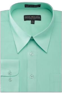 Daniel Ellissa's DS3001 mint dress shirt features a pointed collar and a buttoned front, complete with convertible cuffs for added style.