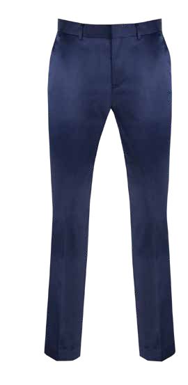The Stretch Sateen Pants (Navy) OUS-ST by Vinci Suits are dark blue, tailored trousers that feature belt loops and a flat front design. Made with stretch sateen fabric for an ultra-slim fit, they combine style and comfort.