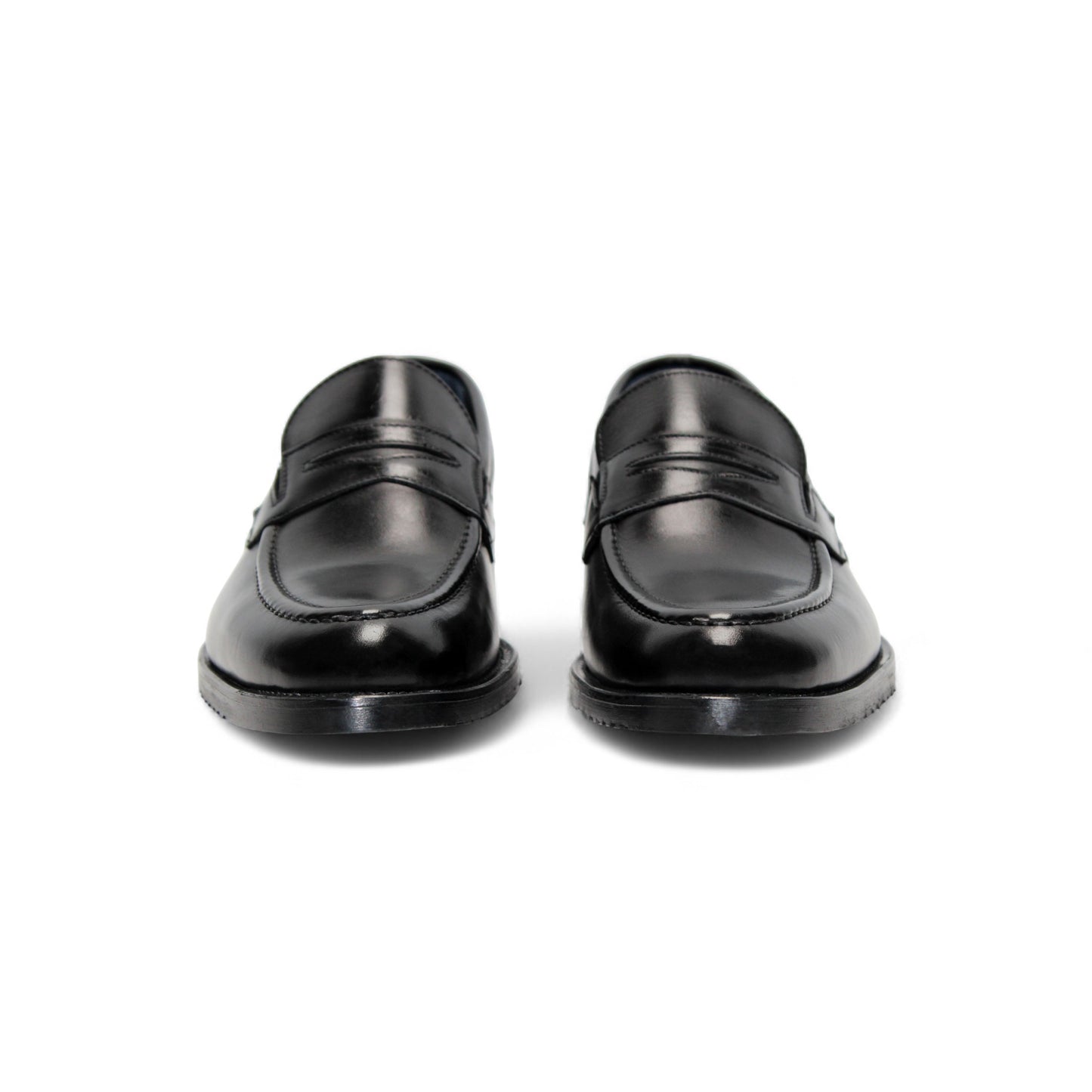 The Firmani Mark Black loafer by Firmani, crafted from Italian leather, is shown in a left side profile on a plain white background—an elegant option in men’s dress shoes.