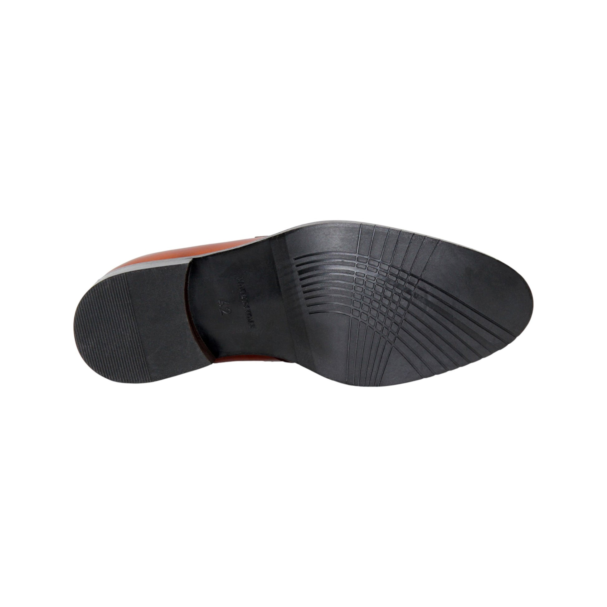 The Firmani Mark Cognac/Brown by Firmani is a men's loafer in genuine brown leather with darker trim, low heel, and moccasin stitching—an elegant dress shoe shown in side profile against a white background.