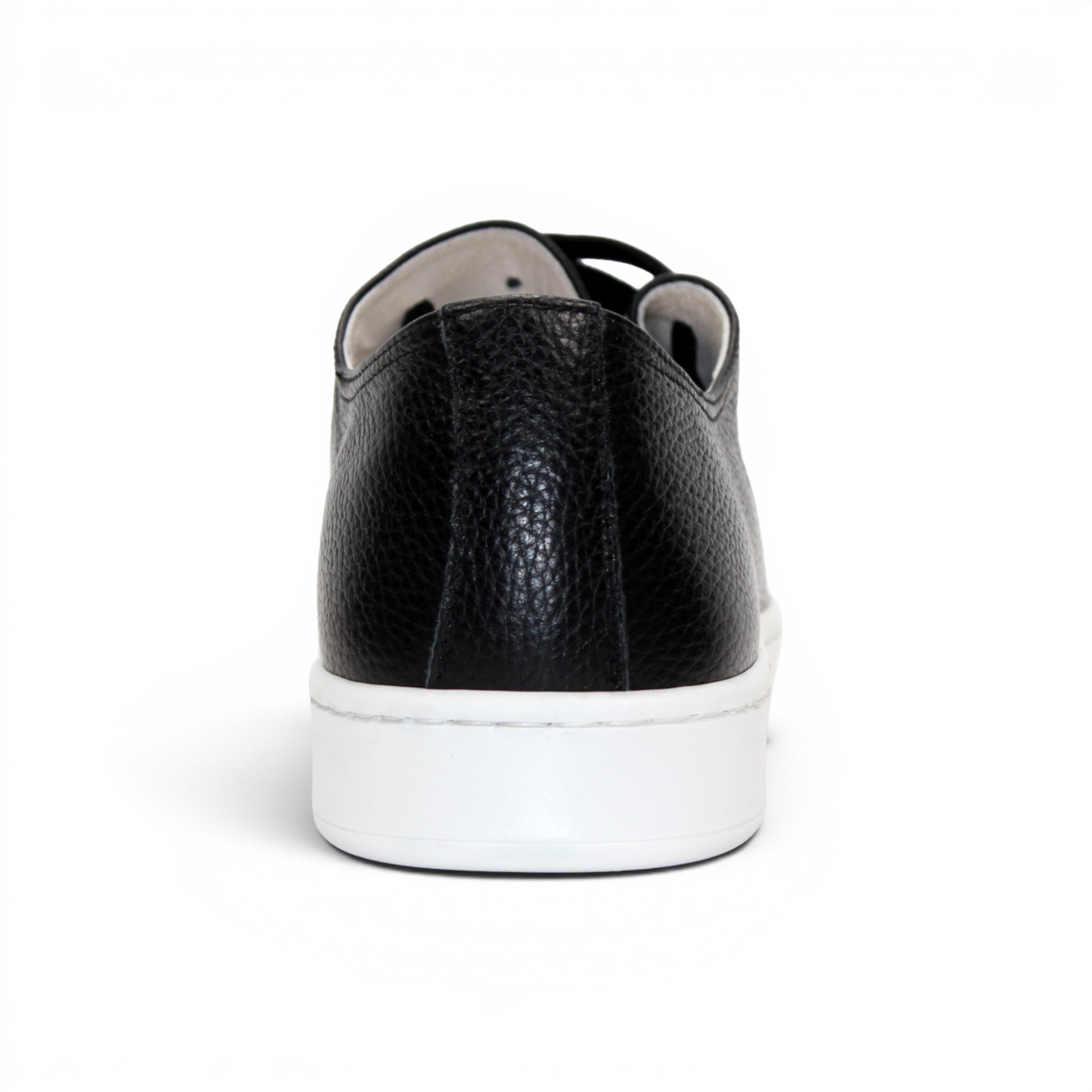The Duca Di Matiste Duca Max Black is a modern black Italian Dollaro leather sneaker with black laces and a white rubber sole, displayed in side profile against a white background.