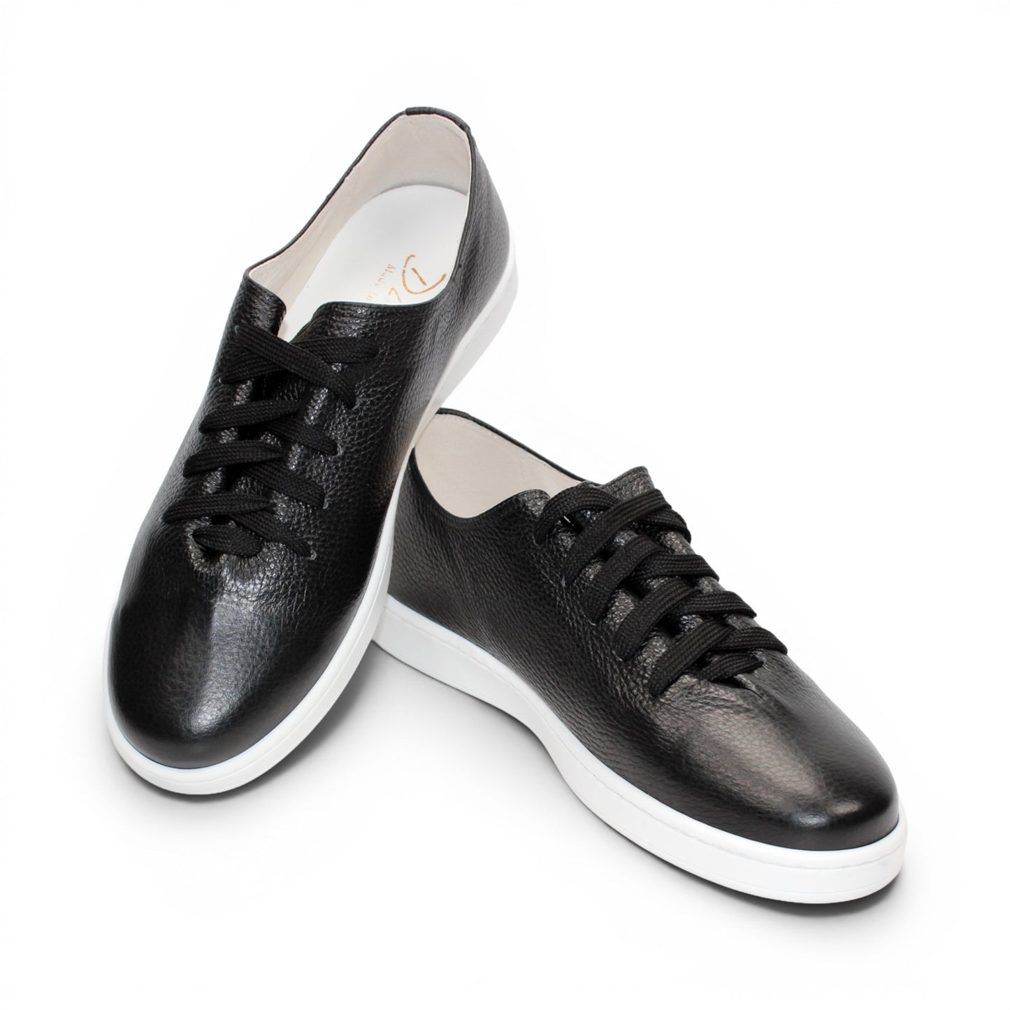 The Duca Di Matiste Duca Max Black is a modern black Italian Dollaro leather sneaker with black laces and a white rubber sole, displayed in side profile against a white background.