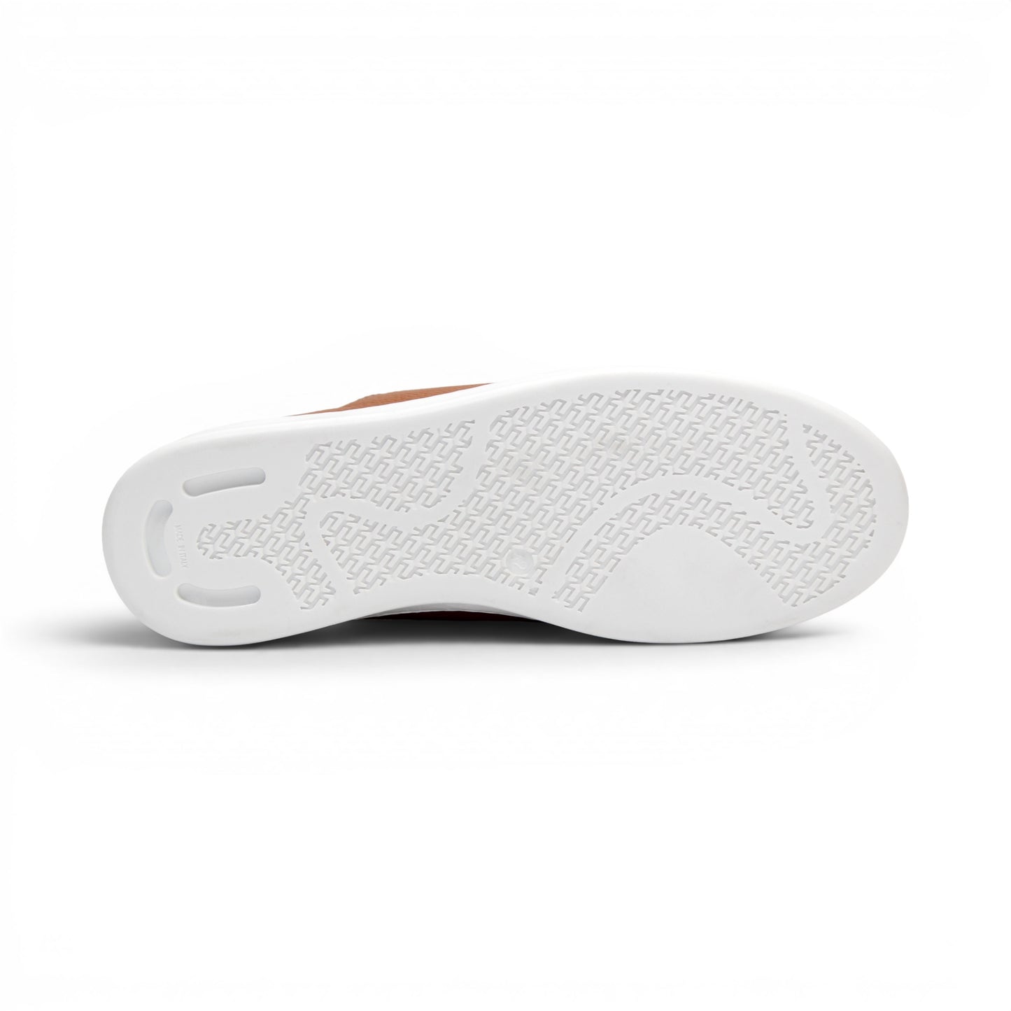 The Duca Max Latte sneaker by Duca Di Matiste features premium brown Italian Dollaro leather, white laces, and a white rubber sole, displayed in side profile against a white background.