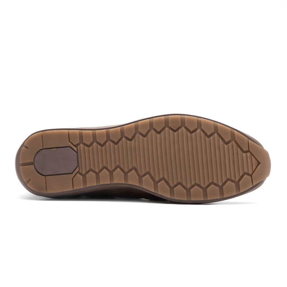 The Marco Di Milano Nino Bay Apache: luxurious brown genuine caiman crocodile sneakers, hand-painted with dark brown laces and grooved rubber soles—one stands upright while the other is shown lying on its side.