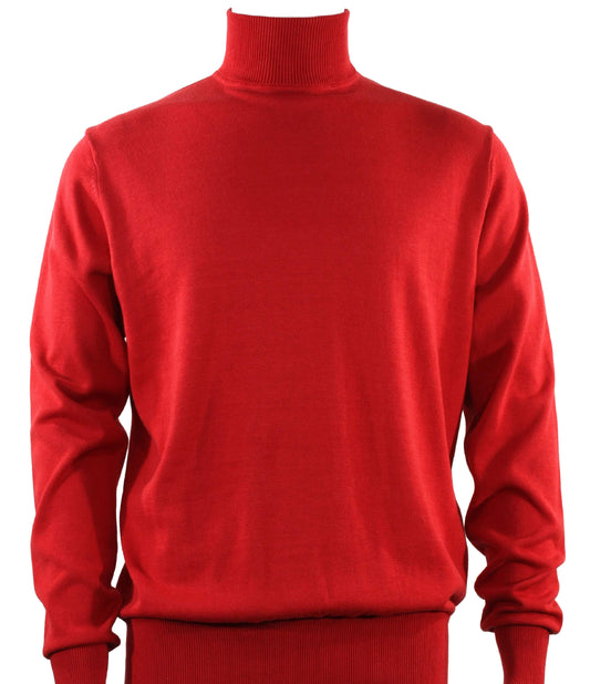 The Bassiri L/S Turtleneck Red Sweater 631, crafted from soft cotton, is elegantly displayed against a plain background.