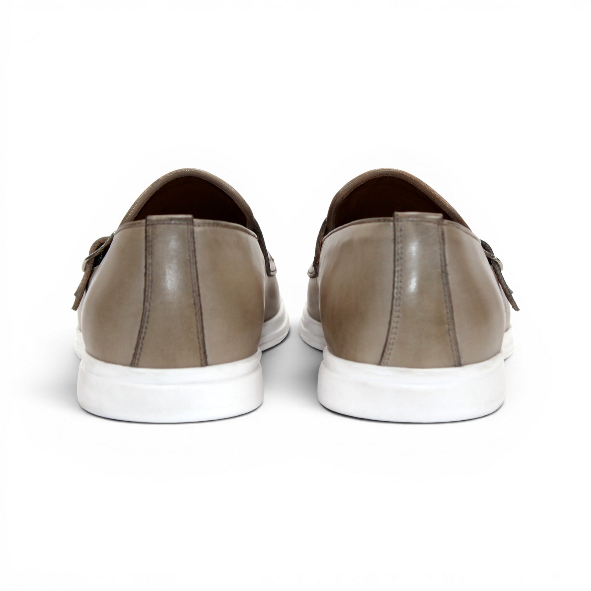 The Duca Rimini Beige by Duca Di Matiste is an Italian-crafted loafer in premium calf leather with a white rubber sole and metal buckle, shown in profile on a plain white background—ideal for timeless sophistication.