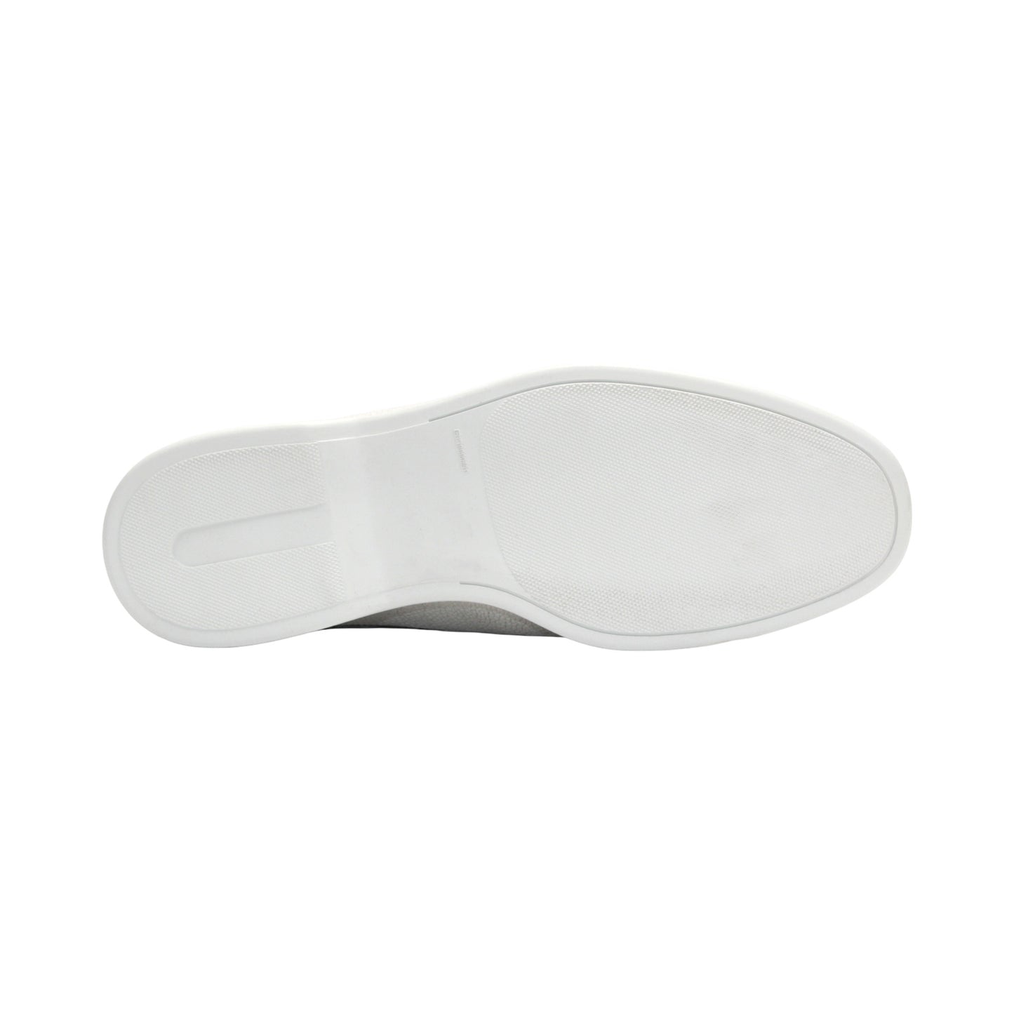 The Duca Di Matiste Duca SA493 White/Black is a white Italian leather slip-on mule with a black trim, low heel, metal buckle, and durable rubber sole, shown in profile against a plain white background.