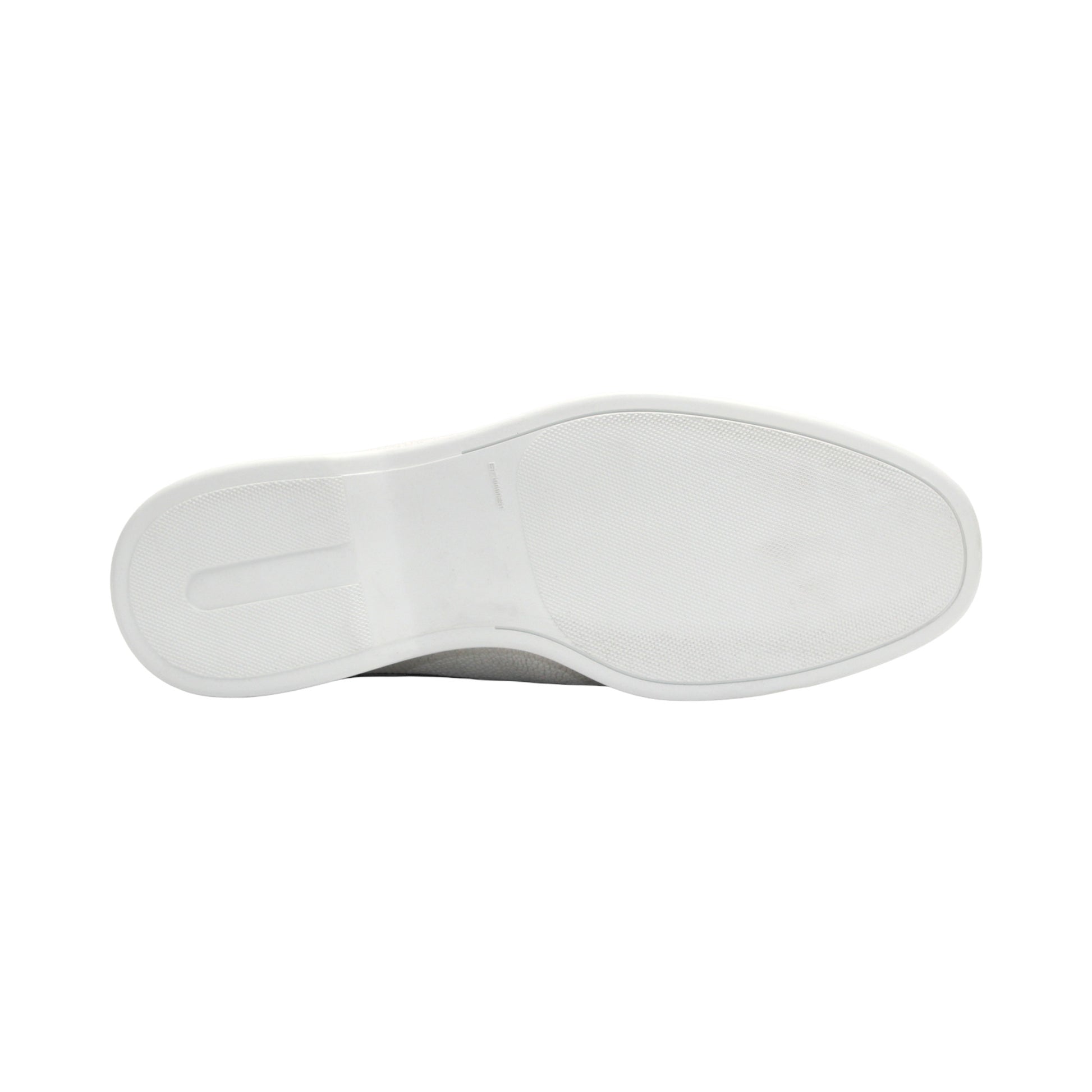 The Duca Di Matiste Duca SA493 White/Black is a white Italian leather slip-on mule with a black trim, low heel, metal buckle, and durable rubber sole, shown in profile against a plain white background.
