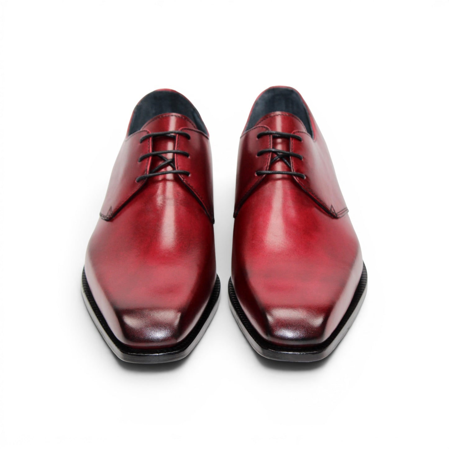 The Duca Di Matiste Duca Sermoneta Antique Red is a premium Italian calf leather dress shoe in red, featuring black laces and a black sole. Displayed in profile on white, it's ideal for classic elegance lovers.