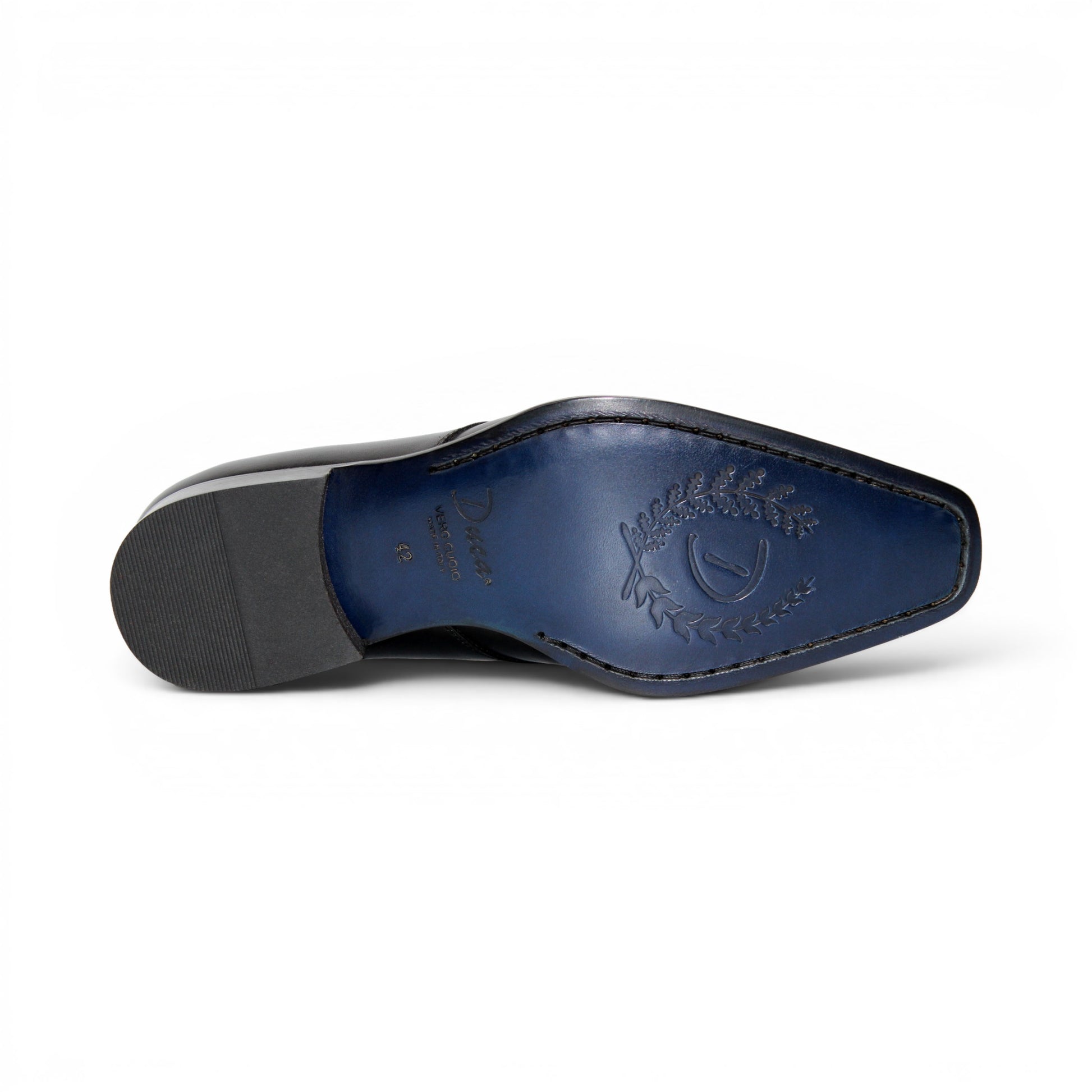 The Duca Sermoneta Black by Duca Di Matiste is a sleek, polished Italian leather dress shoe with laces and a low heel, exuding classic elegance against a white background.
