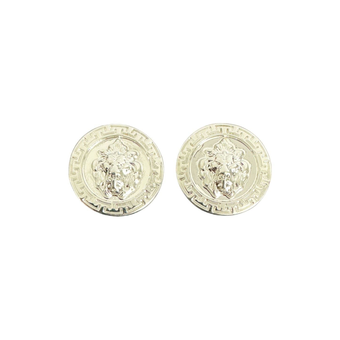 A pair of Matiste Silver Lion Lace Bar cufflinks featuring a raised lion head design, inspired by Italian luxury and echoing the regal style of Matiste accessories.